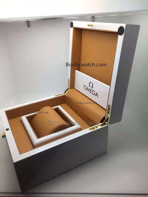 Omega Replica watch box white Brown inner - omega watch box for